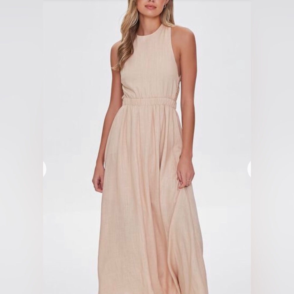 Forever 21 Linen Blend Maxi Dress w Cross Back Straps